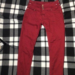 Burgundy High Waisted Skinny Jeans